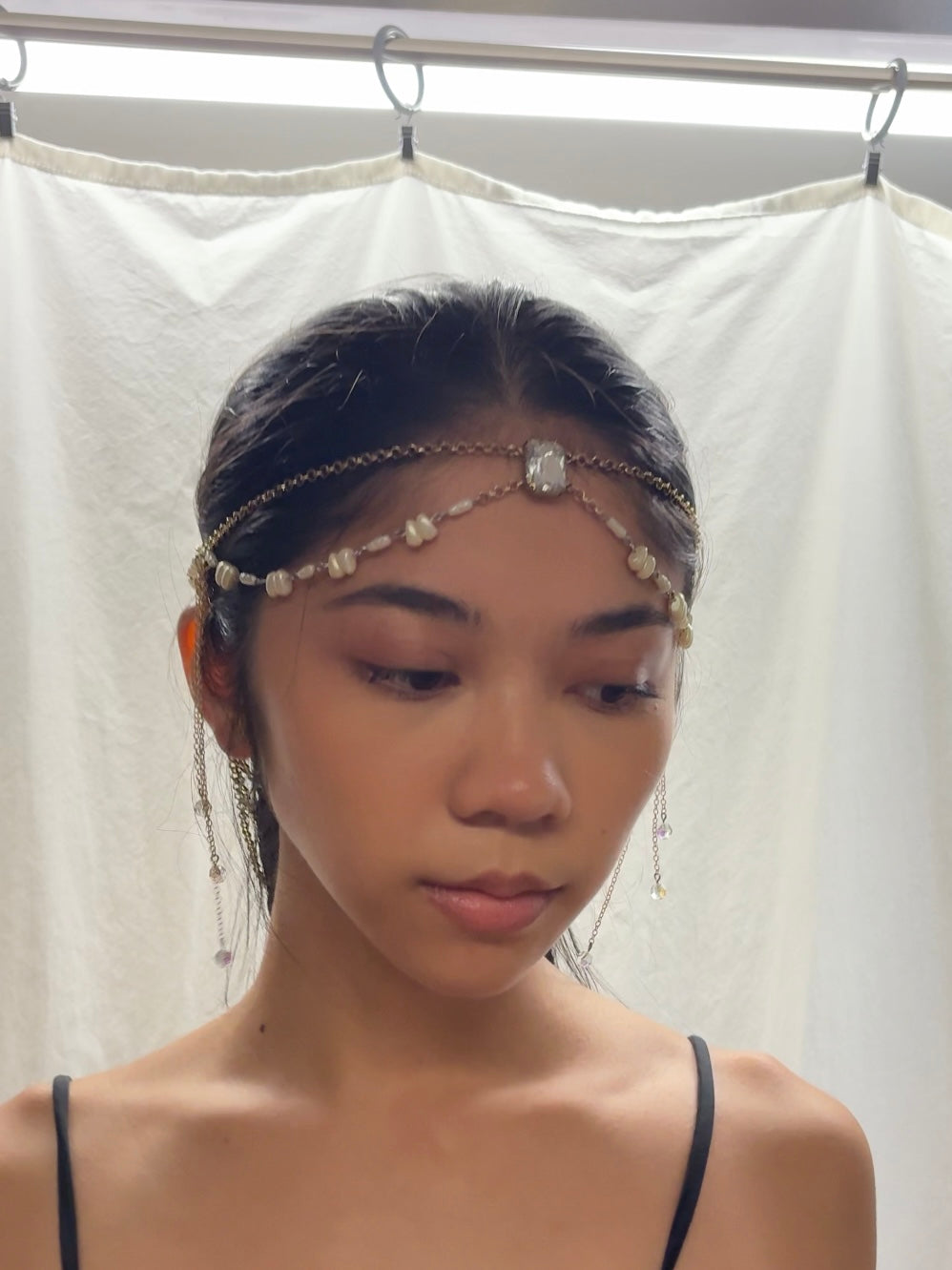 Headpiece: Gold and Silver Pearl Simple Dainty Short Piece