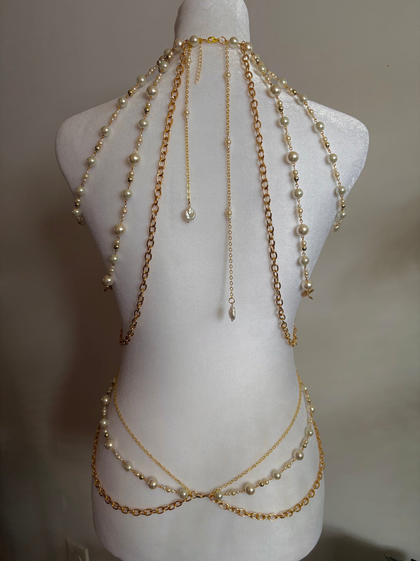 Body Jewelry Shoulder, Torso, and Waist Set with Delicate Pearl Details