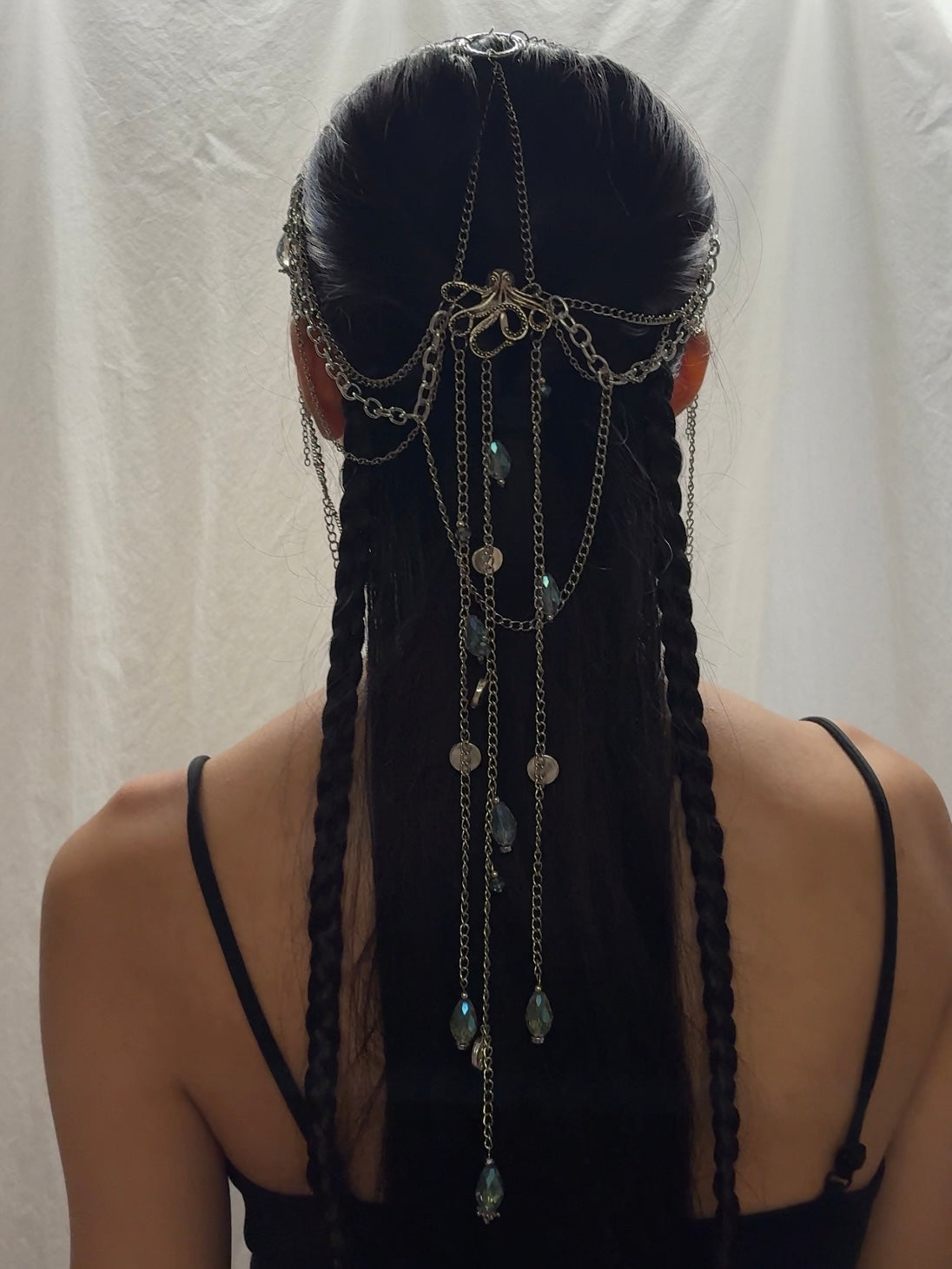 Headpiece: Silver and Blue Dainty Long Piece