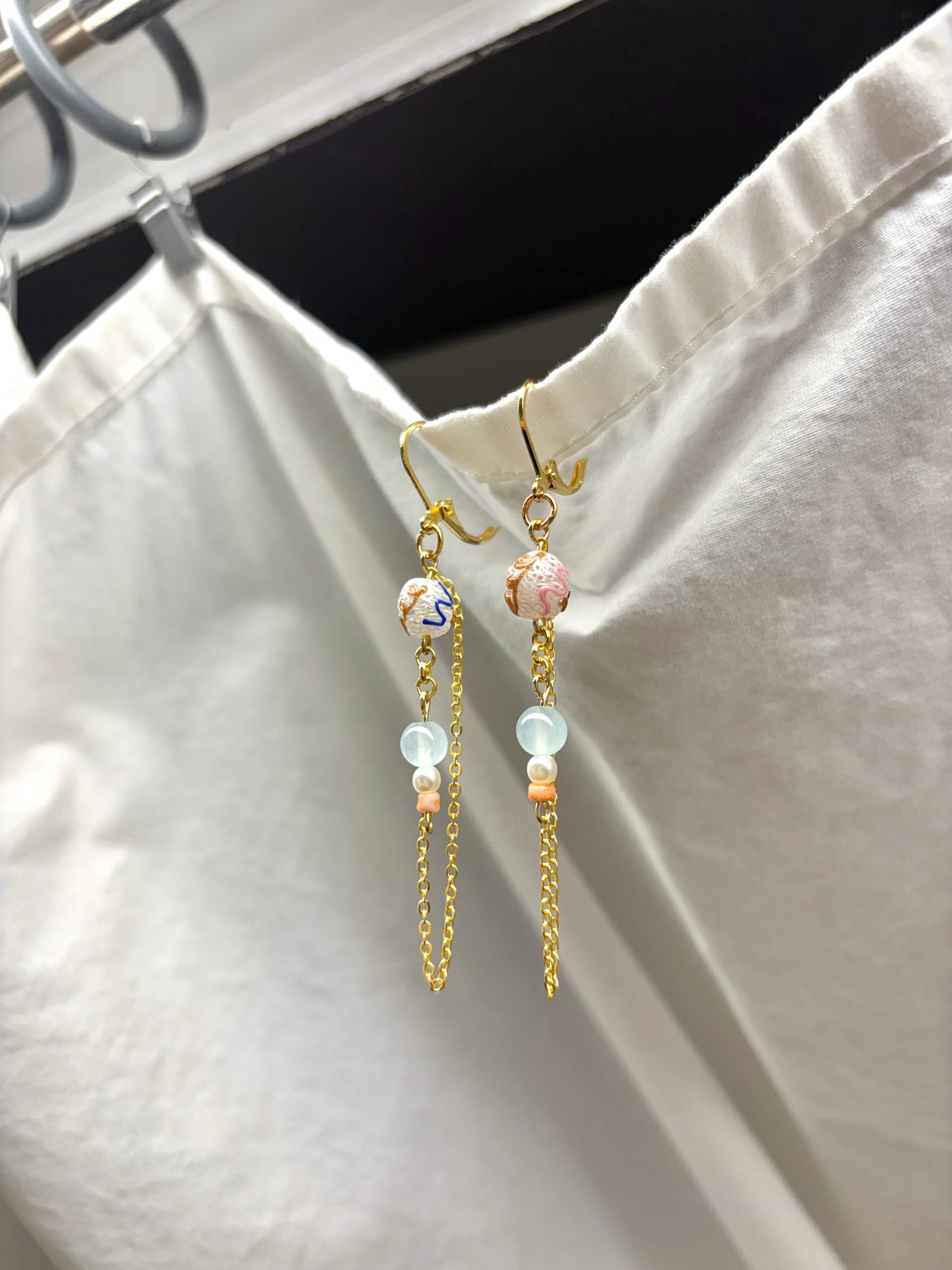 Colorful Gold Painted Beaded Earrings