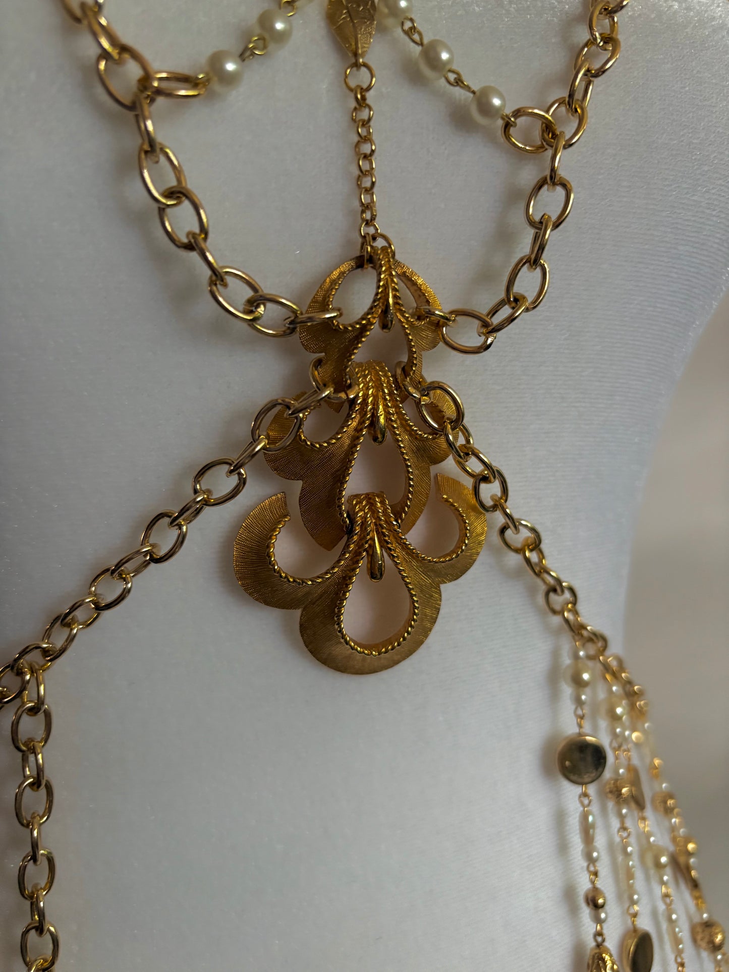 Body Jewelry Shoulder, Torso, and Waist Set with Dangling Chain Belt and Resting on Shoulders