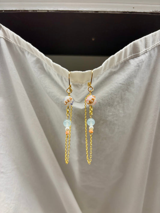 Colorful Gold Painted Beaded Earrings