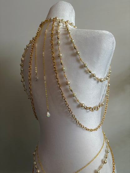 Body Jewelry Shoulder, Torso, and Waist Set with Delicate Pearl Details