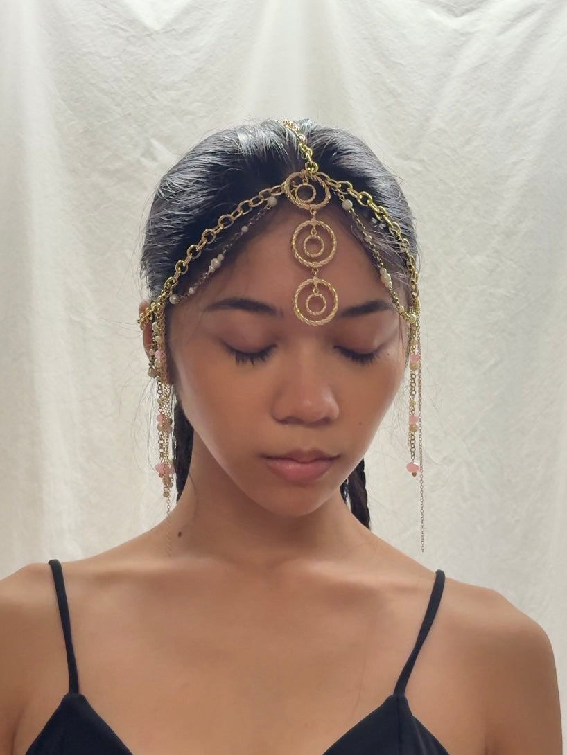 Headpiece: Gold and Pink Simple Dainty Short Piece