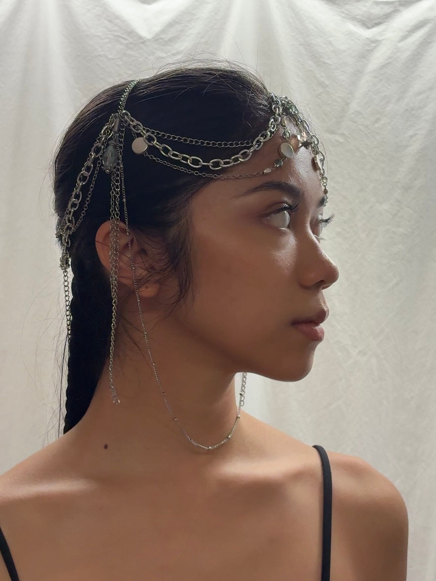 Headpiece: Silver and Blue Dainty Long Piece
