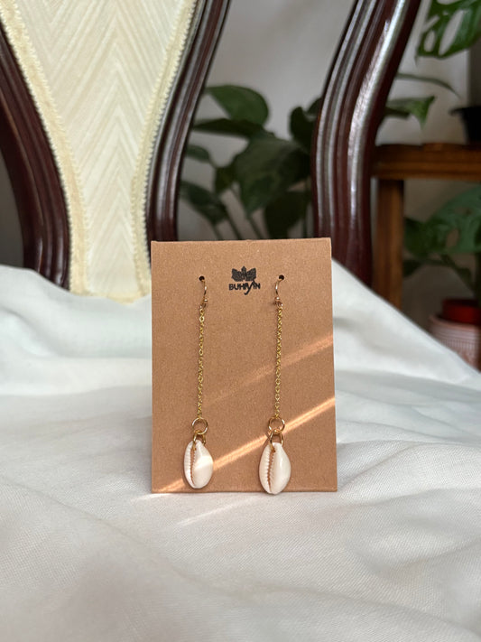 Cowrie Seashell Gold Earrings