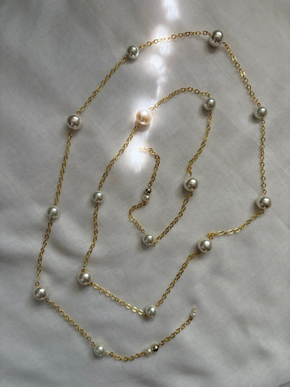 No Clasp Long Pearl Gold Chain for Wrapping
