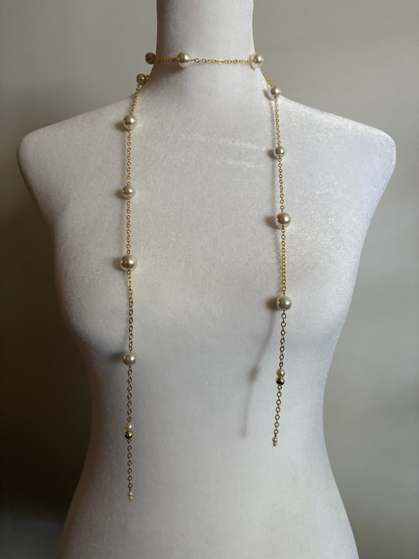 No Clasp Long Pearl Gold Chain for Wrapping