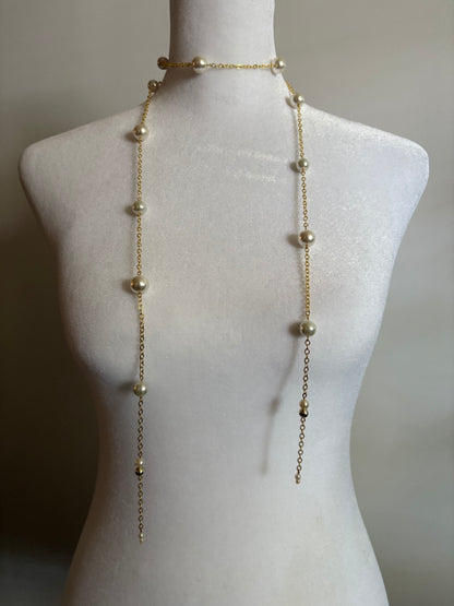 No Clasp Long Pearl Gold Chain for Wrapping