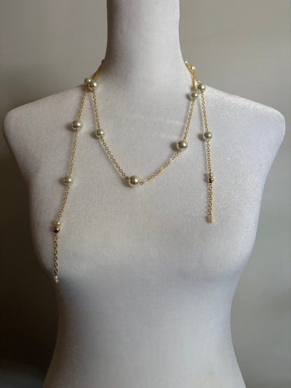 No Clasp Long Pearl Gold Chain for Wrapping