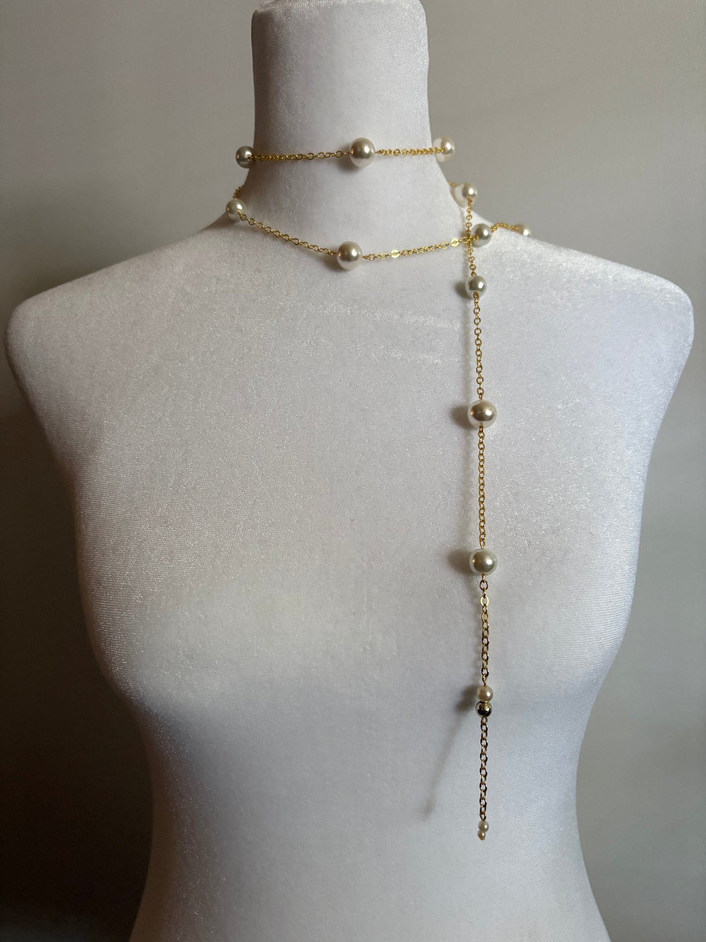 No Clasp Long Pearl Gold Chain for Wrapping